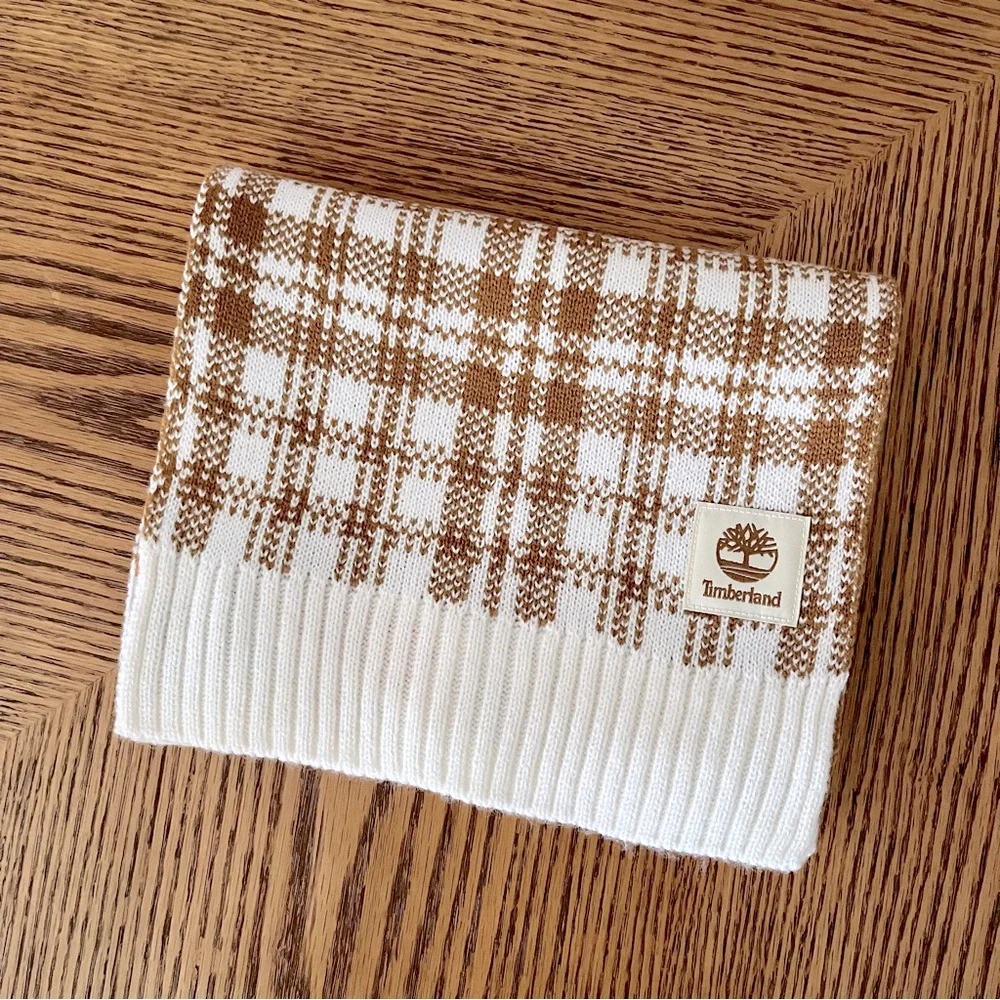 TIMBERLAND Buffalo Plaid Scarf - Tan & Cream